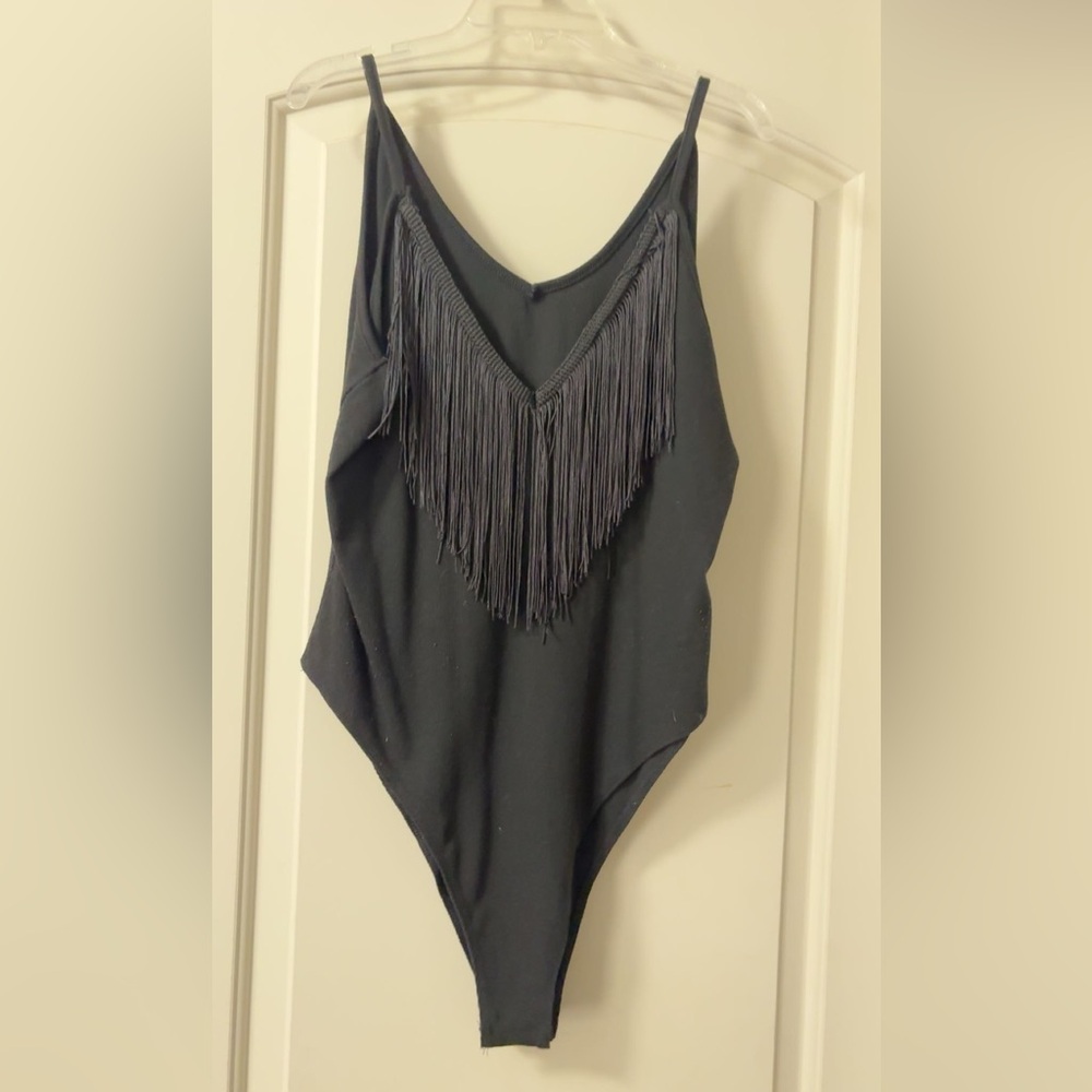 Black Fringe Bodysuit